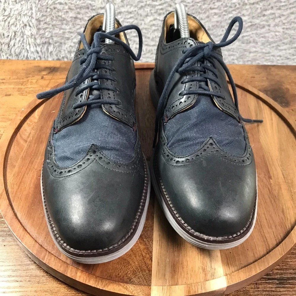 Cole Haan OriginalGrand Wingtip‎ Oxford Mens 8.5M Dark Night Navy Leather Shoe